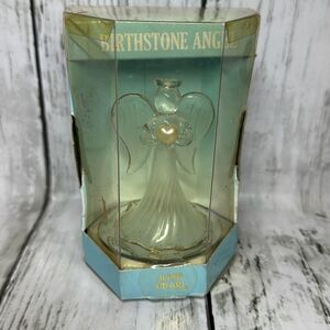 Glass Birthstone Angel Holding‎ A White Heart June Pearl